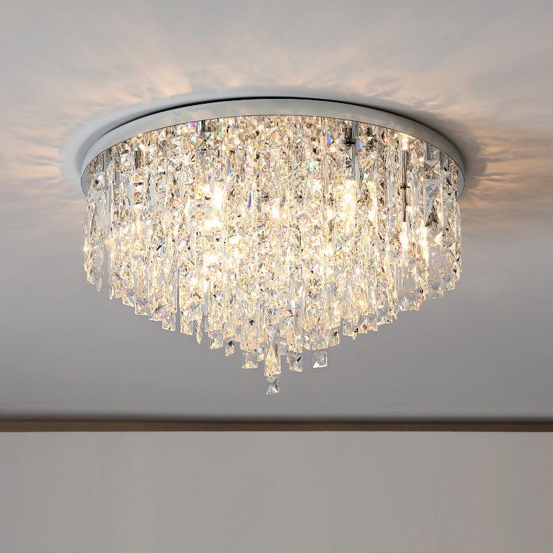 Adjustable Height Crystal Ceiling Chandelier With Modern Design For Dining And Living Rooms