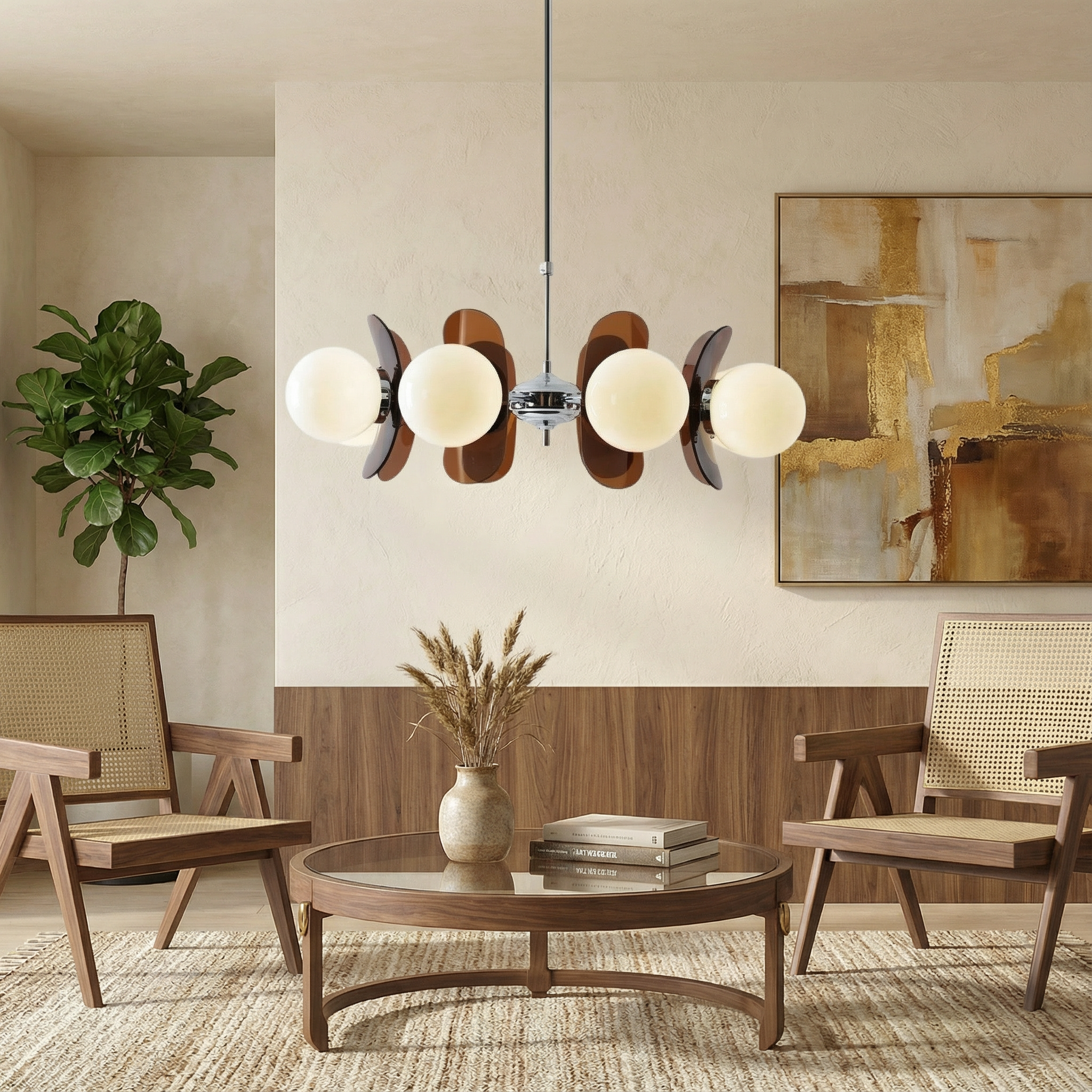 Lampa candelabru modernă elegantă cu 5 brațe LumaGeode cu lumină geometrică strălucitoare