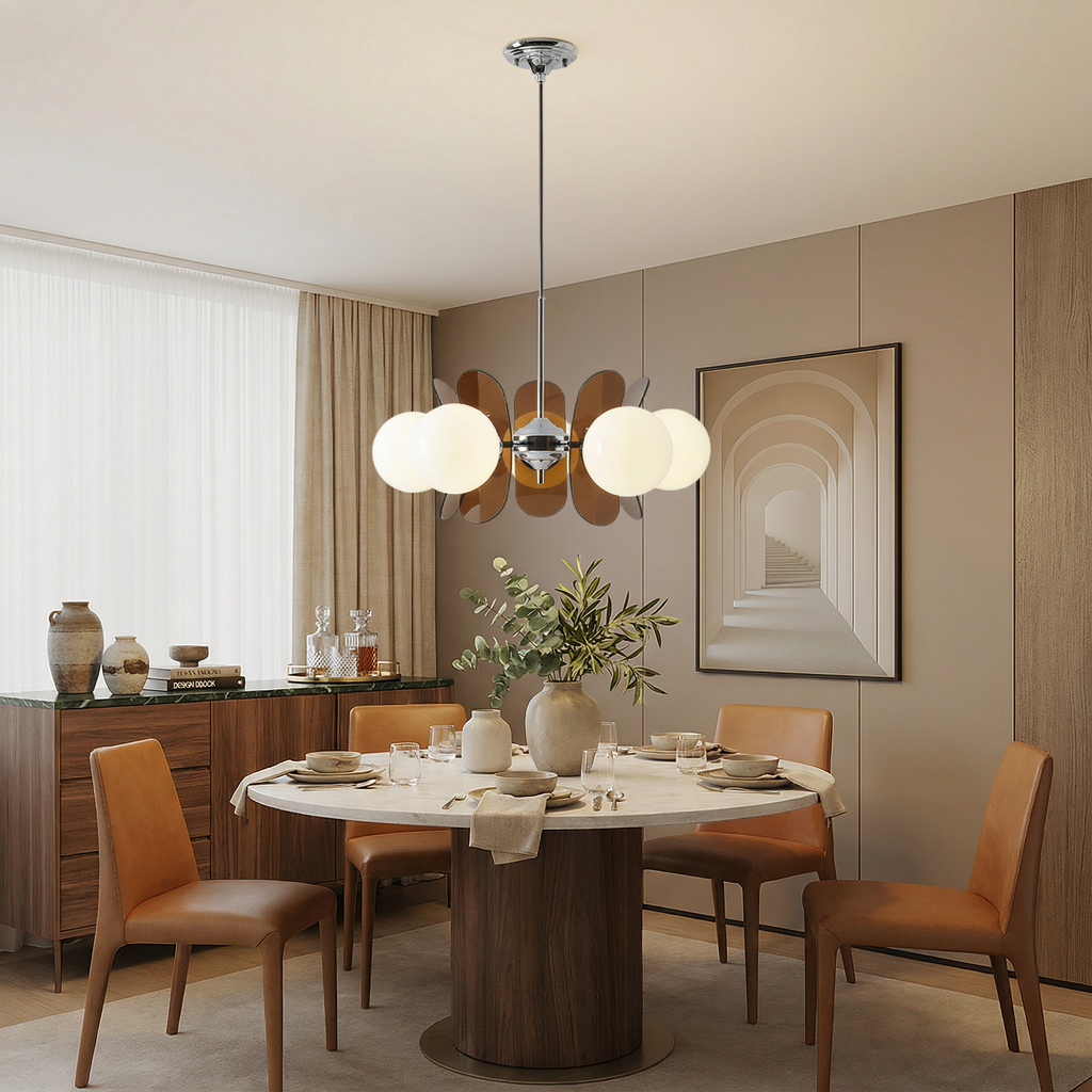 LumaGeode Geometric Glow Modern Elegant 5-Head Chandelier Light