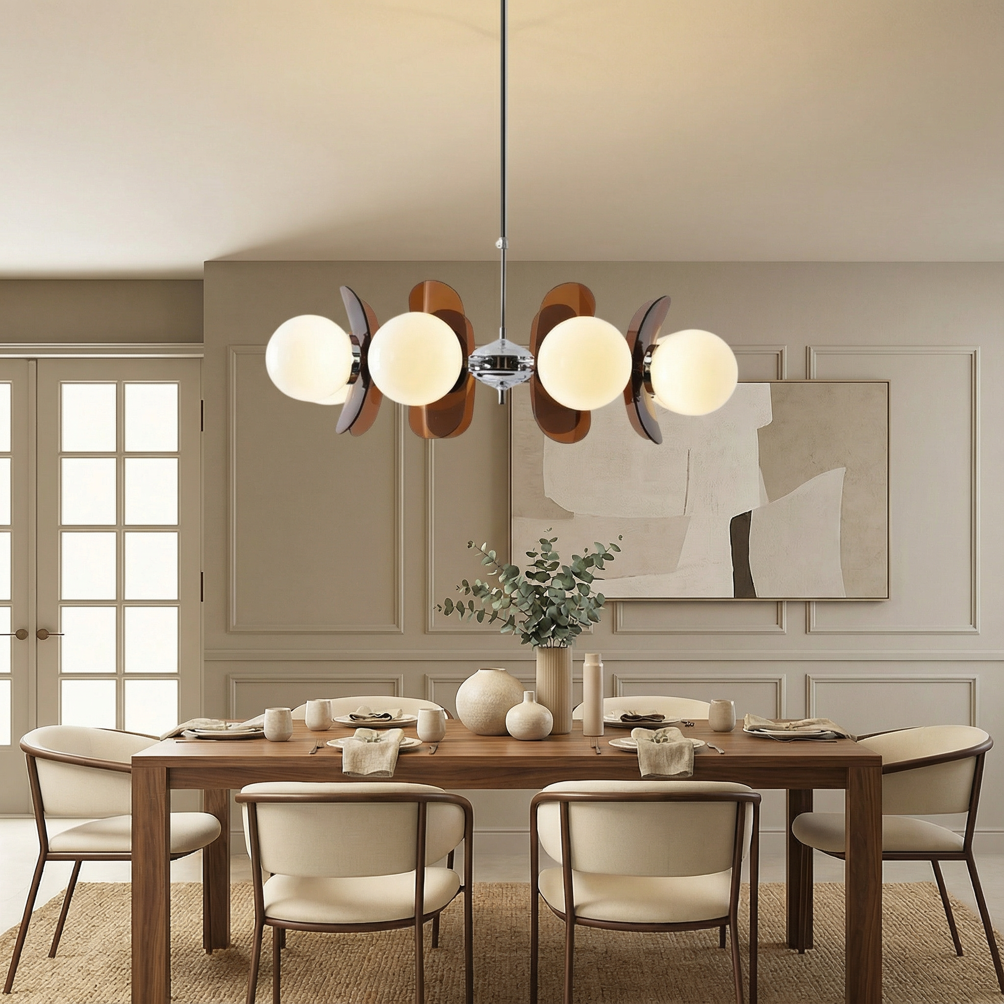 Lampa candelabru modernă elegantă cu 5 brațe LumaGeode cu lumină geometrică strălucitoare