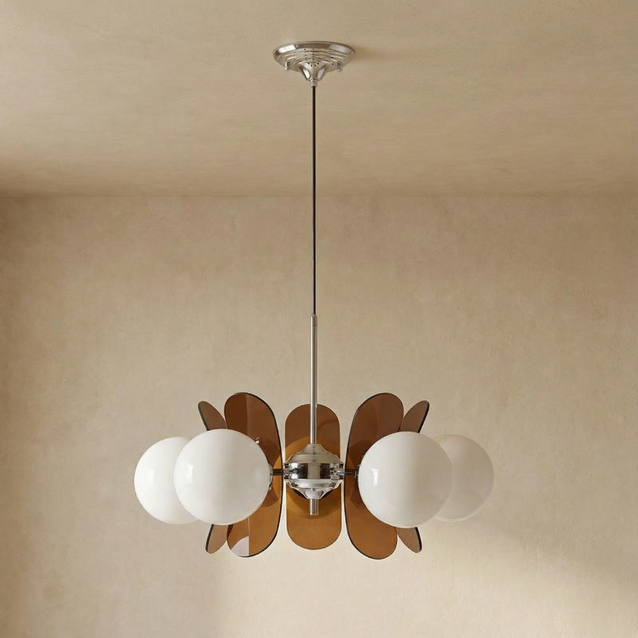 Lampa candelabru modernă elegantă cu 5 brațe LumaGeode cu lumină geometrică strălucitoare