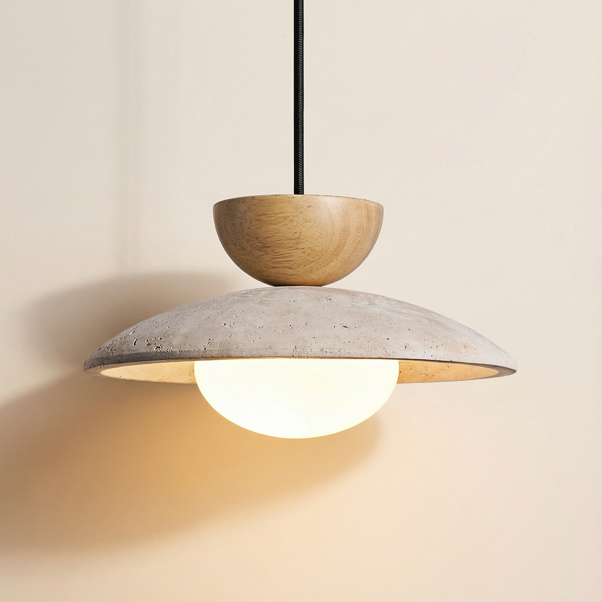 LumaTerra Pendant Light Natural Wood And Glass Kitchen Fixture