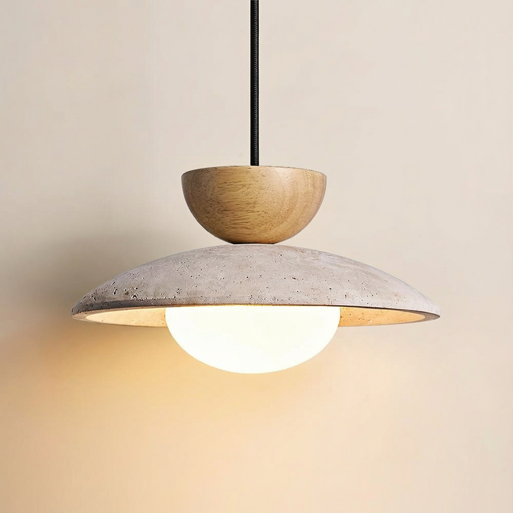LumaTerra Pendant Light Natural Wood And Glass Kitchen Fixture