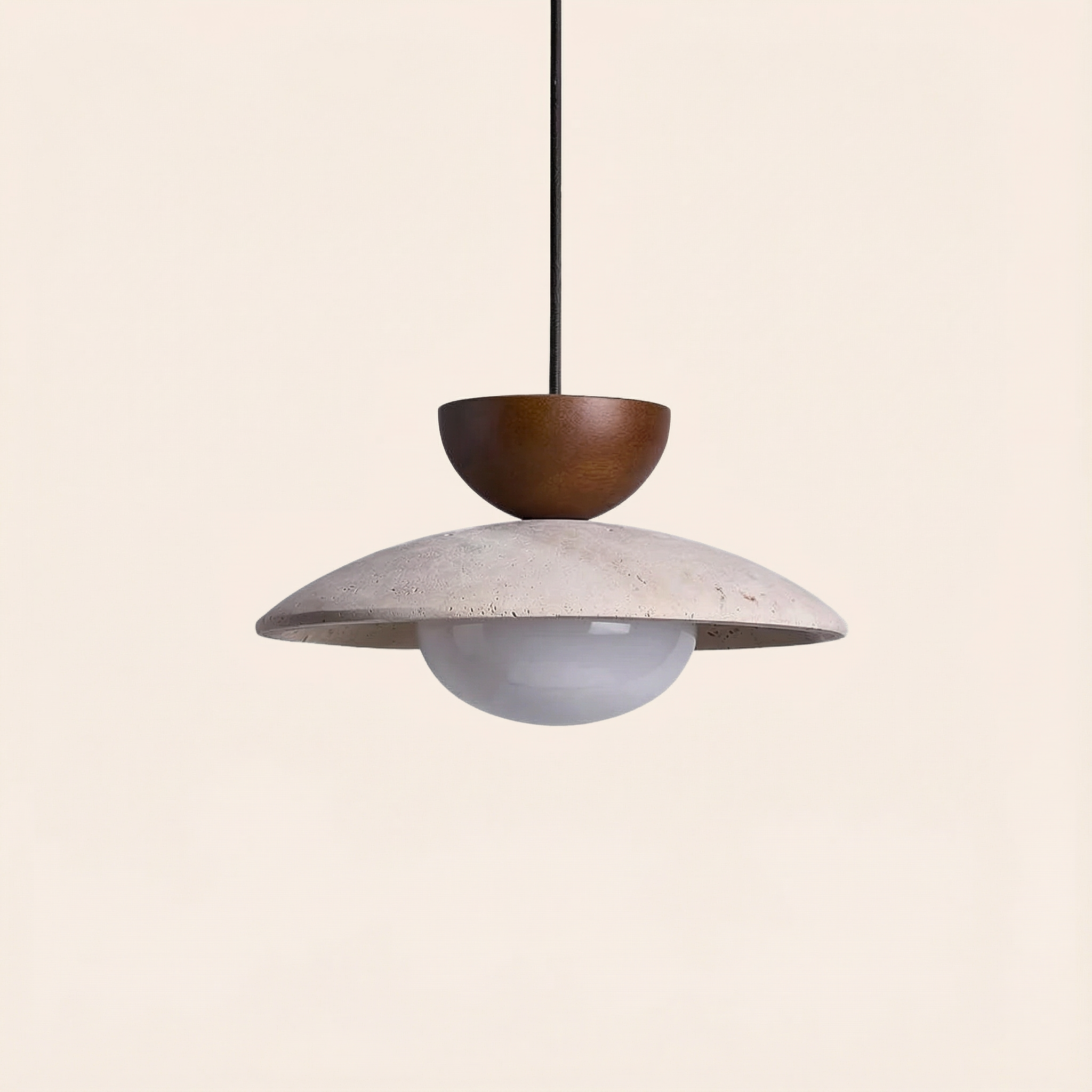 LumaTerra Pendant Light Natural Wood And Glass Kitchen Fixture
