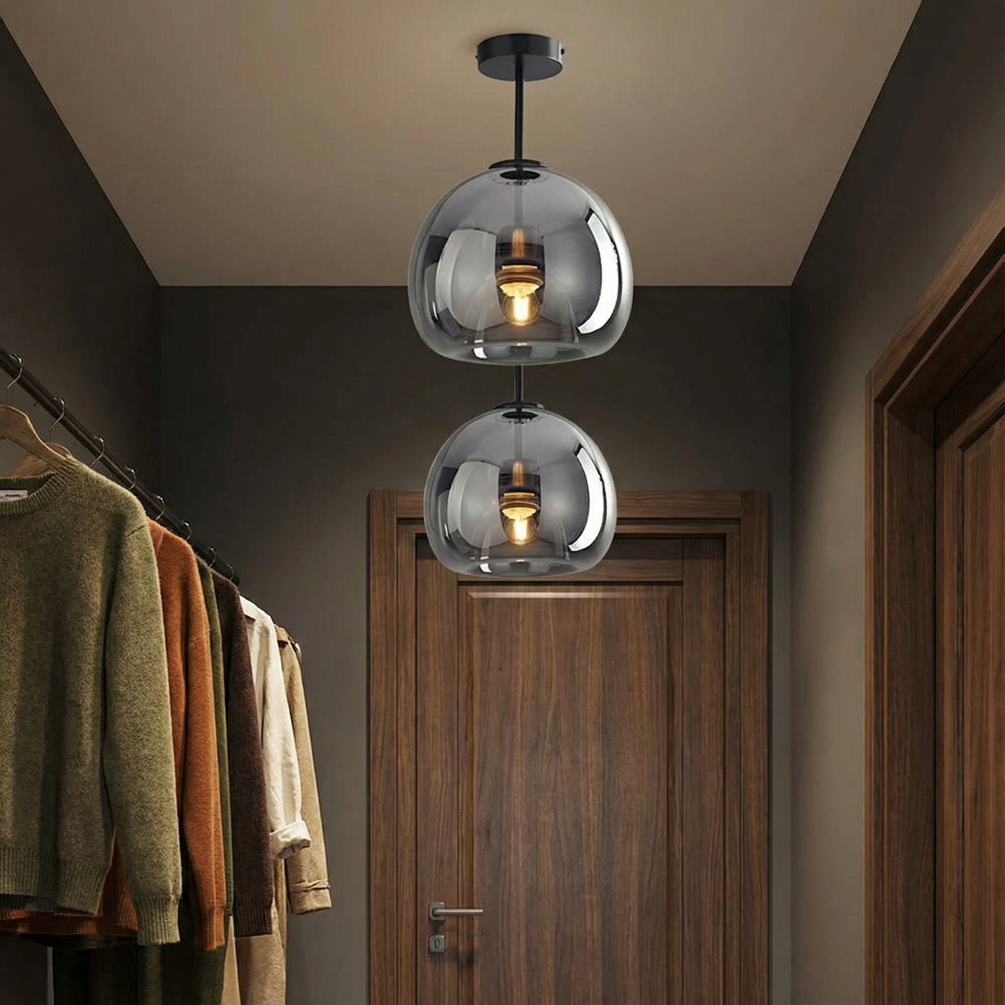 Aethera Elegant Copper Glass Retro Flush Mount Ceiling Light Fixture