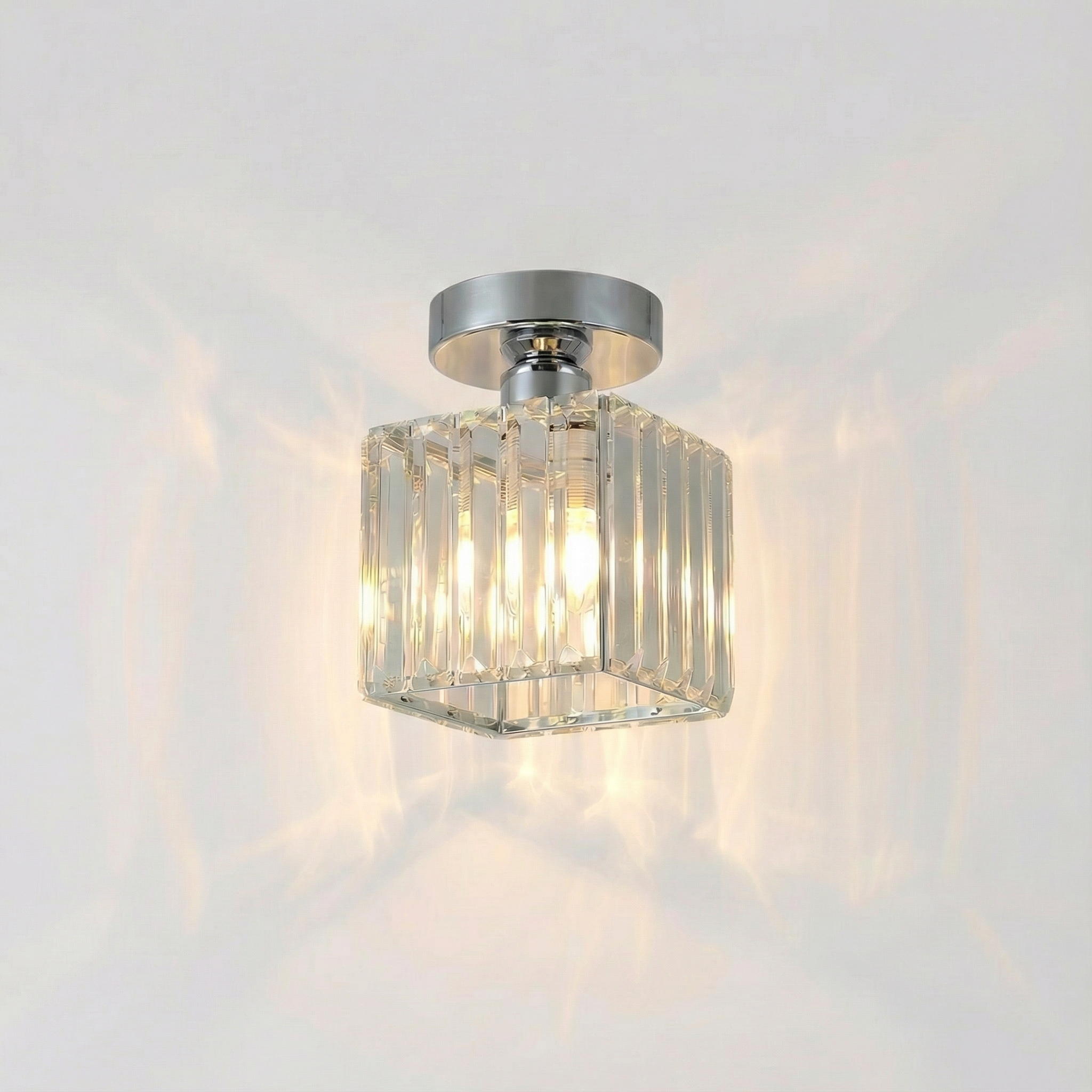 AstraLume Sleek Modern Crystal Brass Ceiling Light Fixture
