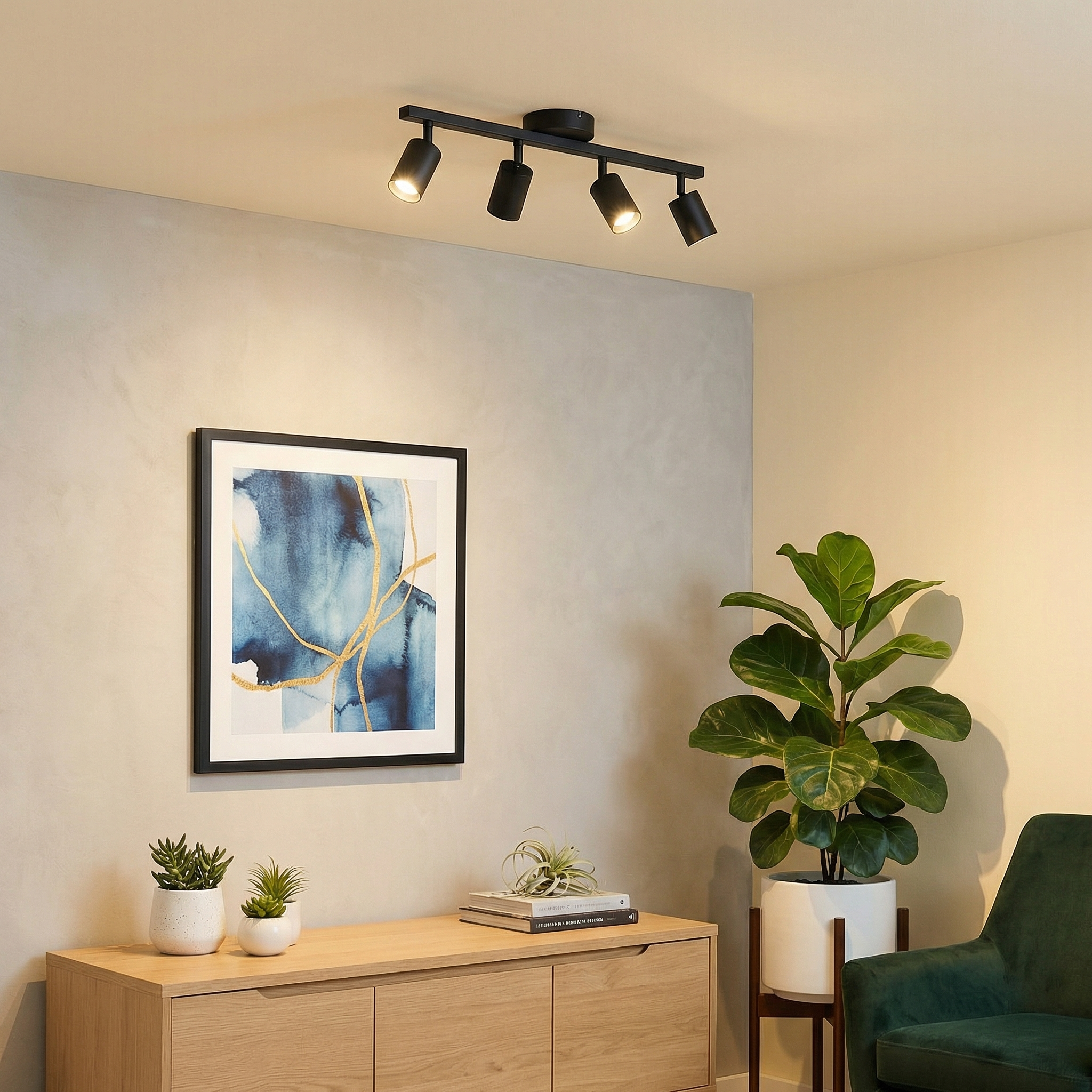 AeroLuma Sleek Modern LED Ceiling Light Fixture With Adjustable Heads