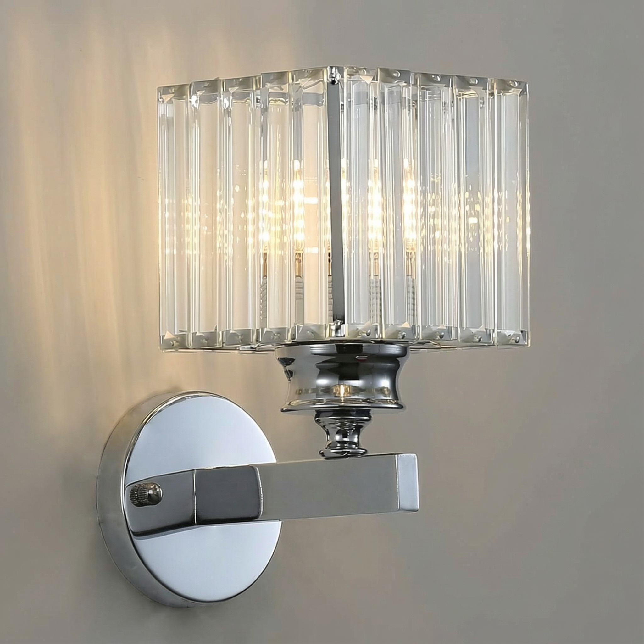 AuraLuxe Crystal Round and Square Wall Light Fixtures