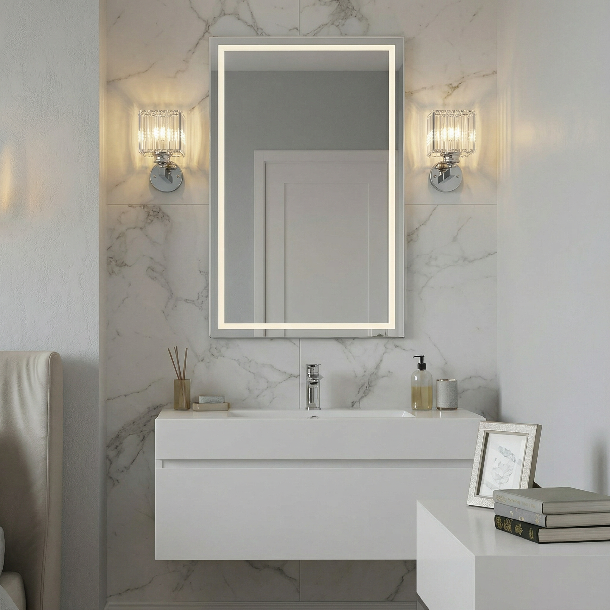 AuraLuxe Crystal Round and Square Wall Light Fixtures