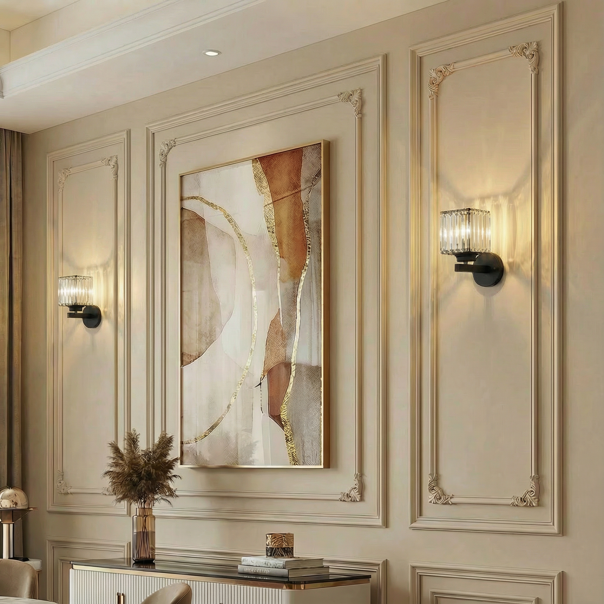 AuraLuxe Crystal Round and Square Wall Light Fixtures