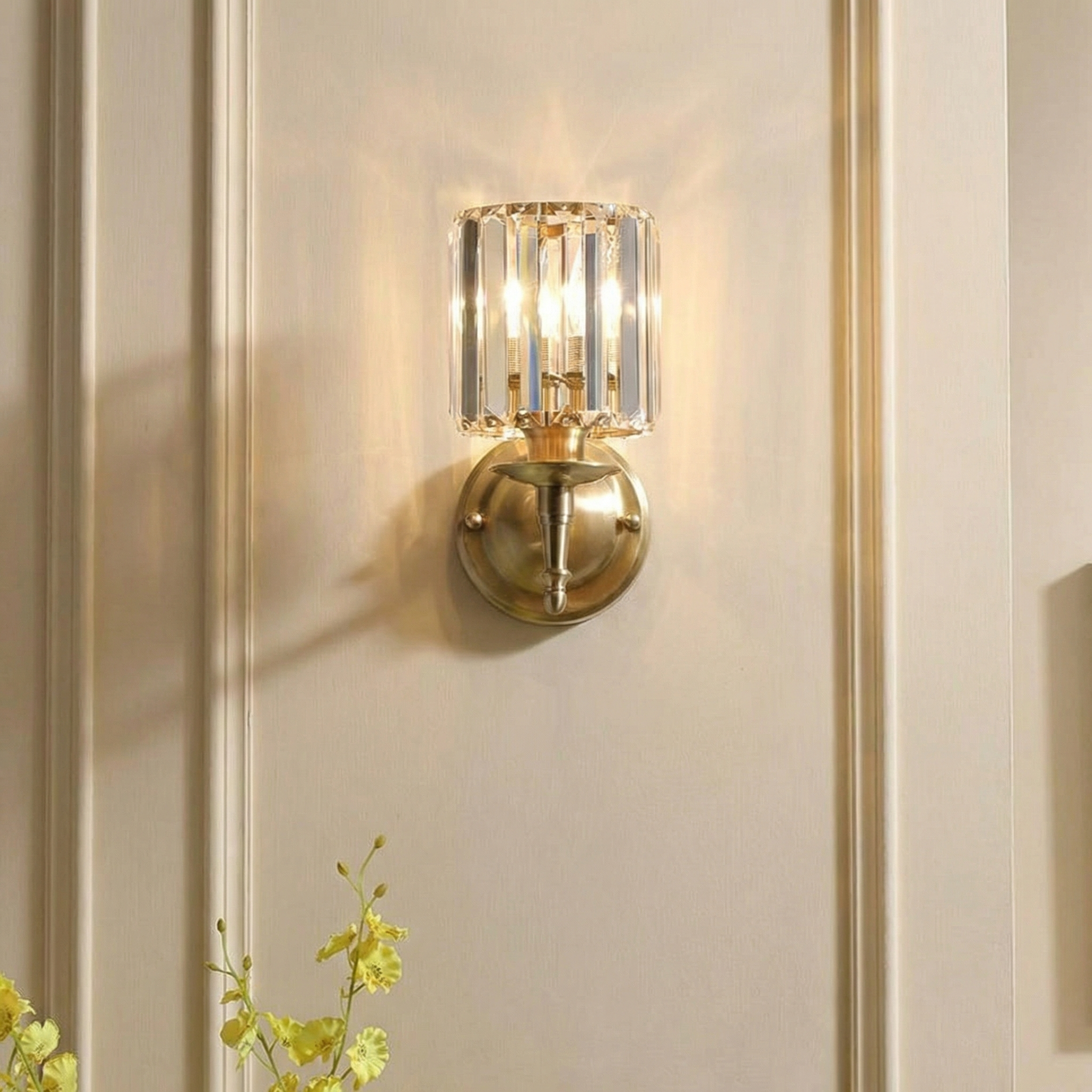 AureliaLuxe Shimmering Brass Wall Sconce Light Fixture
