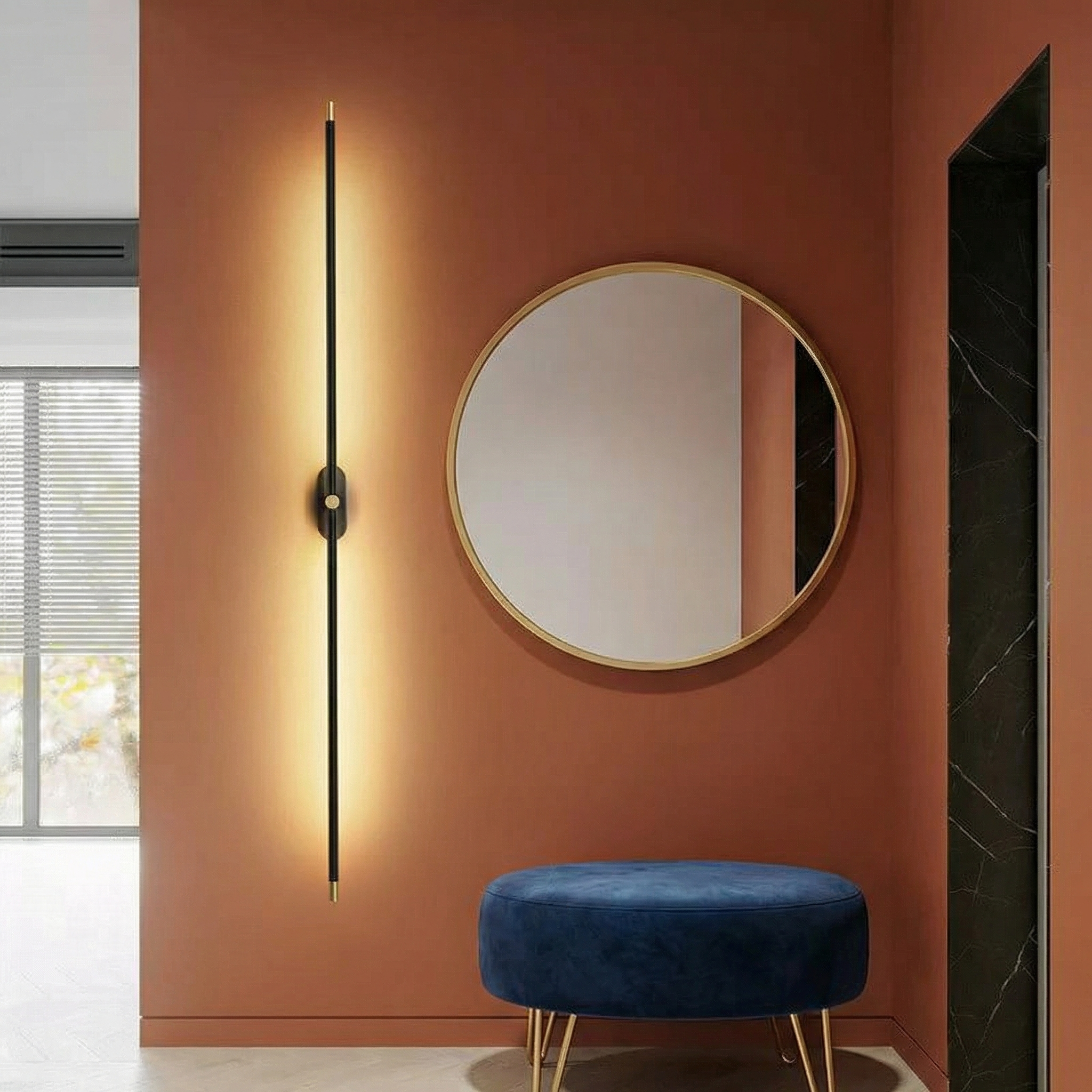AstraNova Sleek Modern Minimalist Metal Bathroom Wall Light