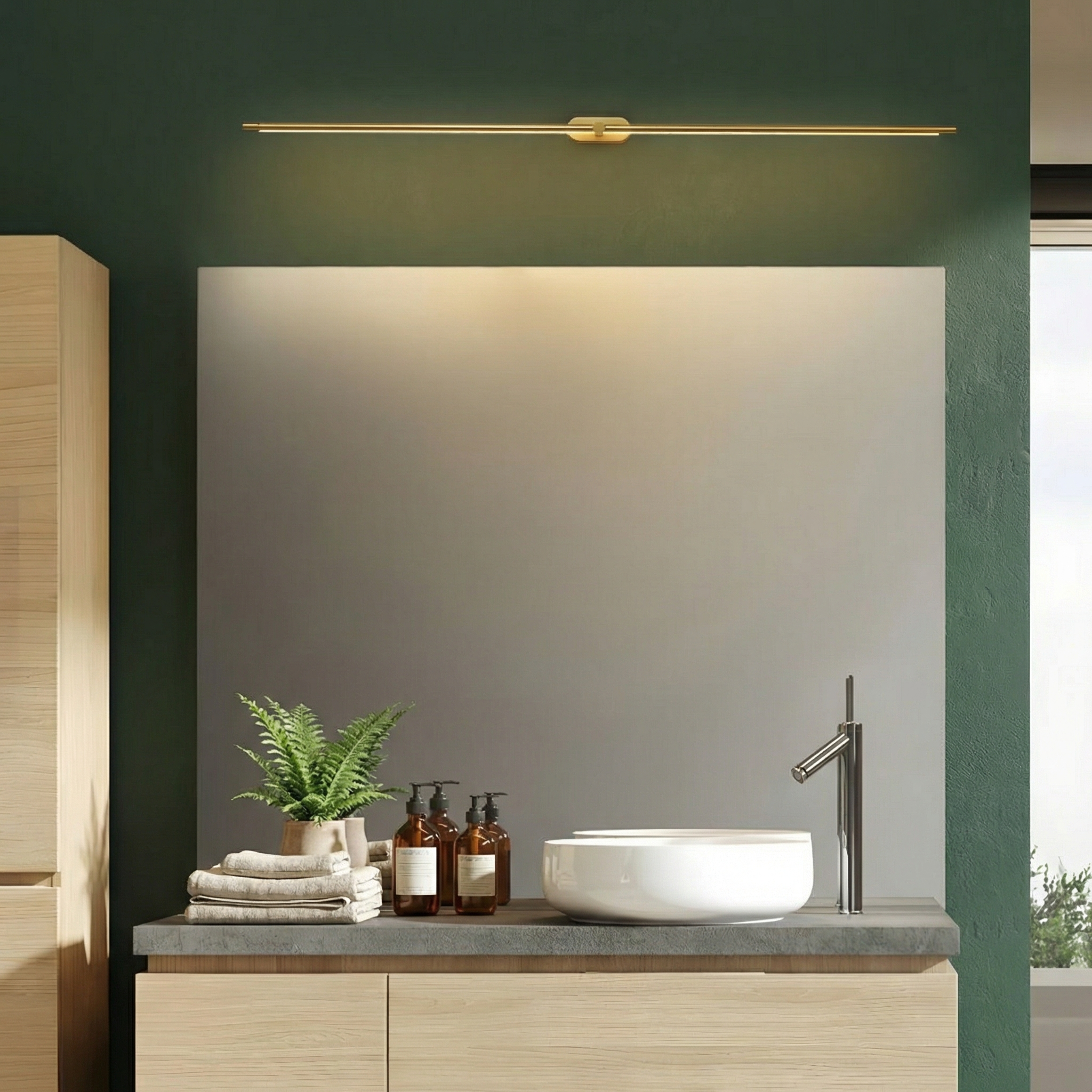 AstraNova Sleek Modern Minimalist Metal Bathroom Wall Light