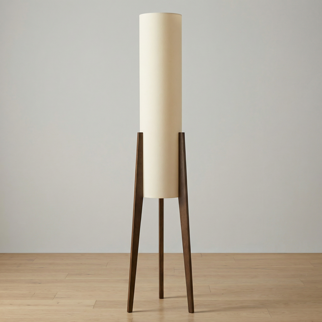 Cedarhaven Walnut Floor Lamp With Integrated LED Bulb Mid Century Modern For Cozy Living Room