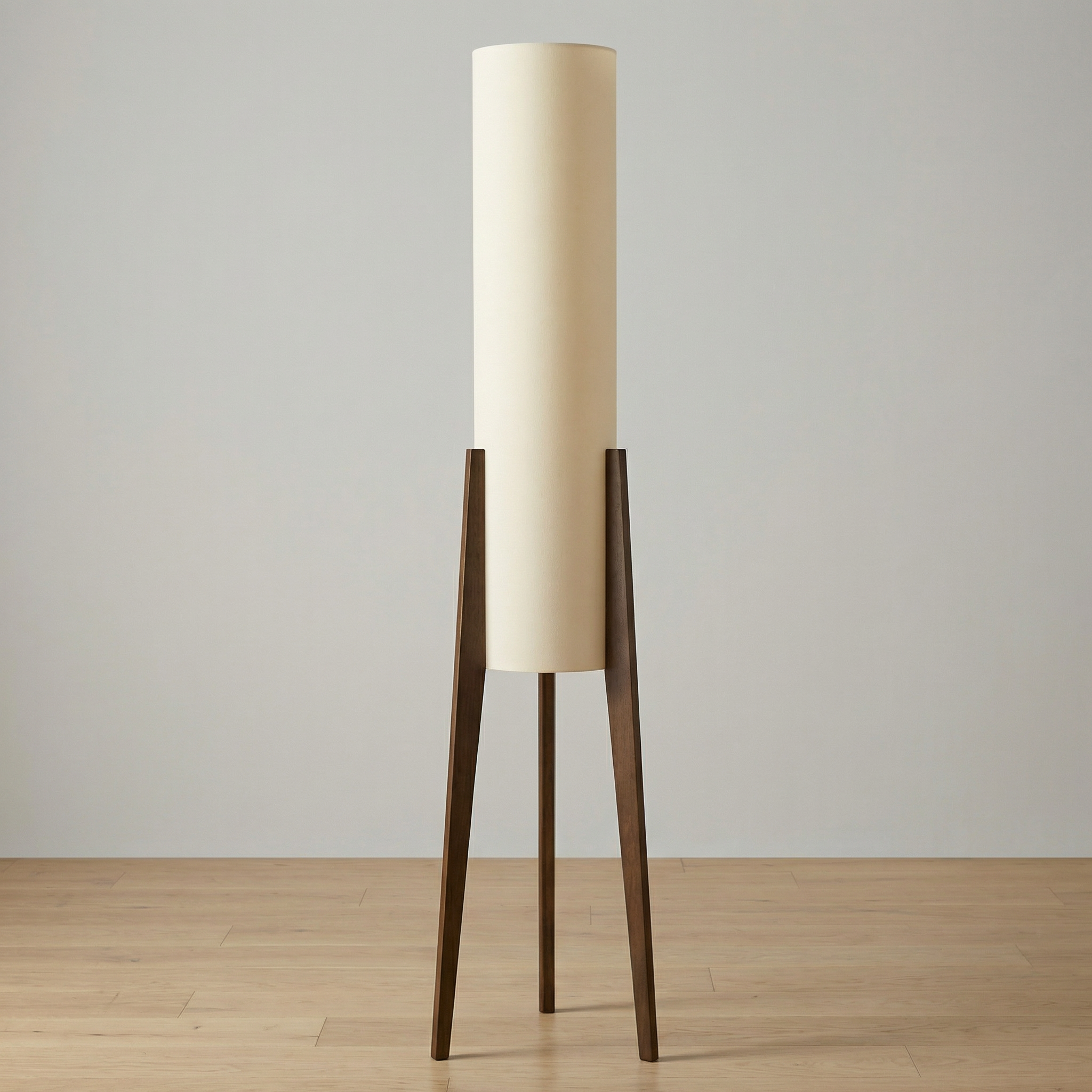 Cedarhaven Walnut Floor Lamp With Integrated LED Bulb Mid Century Modern For Cozy Living Room