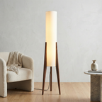 Cedarhaven Walnut Floor Lamp With Integrated LED Bulb Mid Century Modern For Cozy Living Room