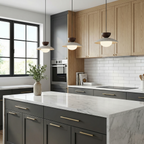 LumaTerra Pendant Light Natural Wood And Glass Kitchen Fixture